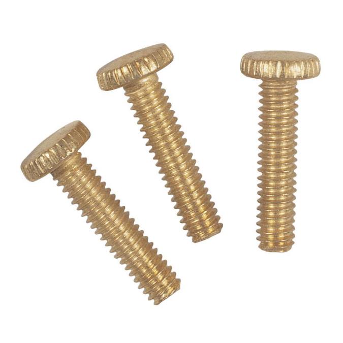 3 Knurled Head Steel Screws Brass-Plated 3/4