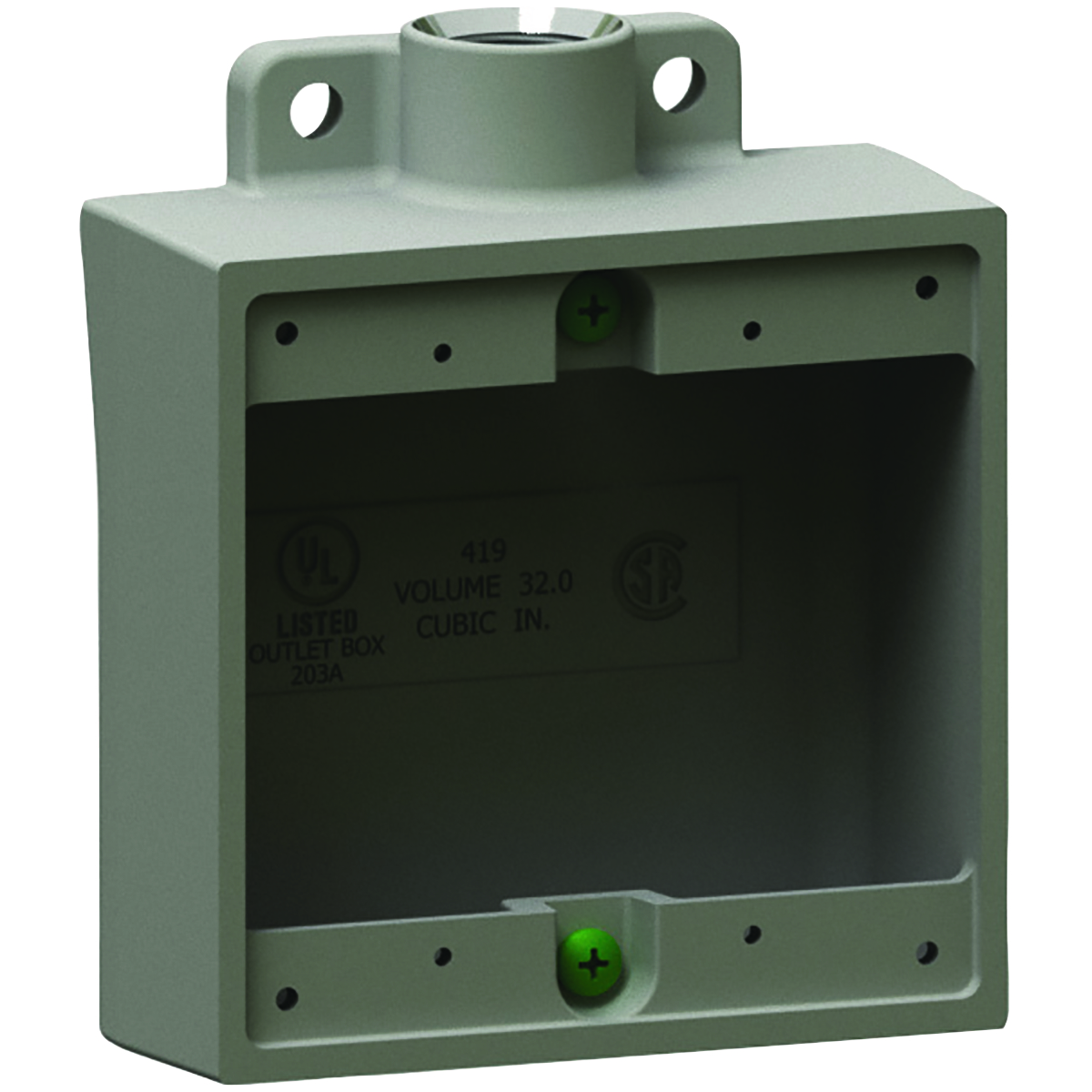 2FS/FD SERIES FITTINGS - IRON - 2FS TYPE CAST DEVICE BOX TWO GANG -SHALLOW - HUB SIZE 1/2 IN - VOLUME 32.0 CU IN