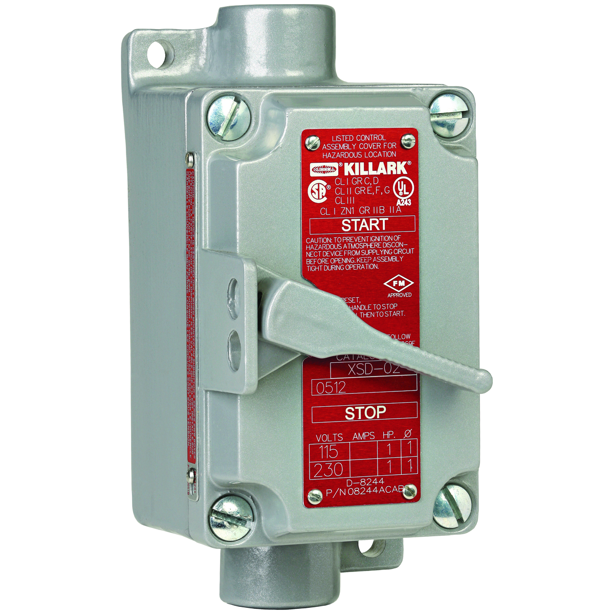 XSD/XSX/FXSD/FXSX SERIES - XSD SINGLE GANG ALUMINUM MANUAL MOTORSTARTING SWITCH - 1 POLE SINGLE PHASE - COVER AND SWITCH ASSEMBLY
