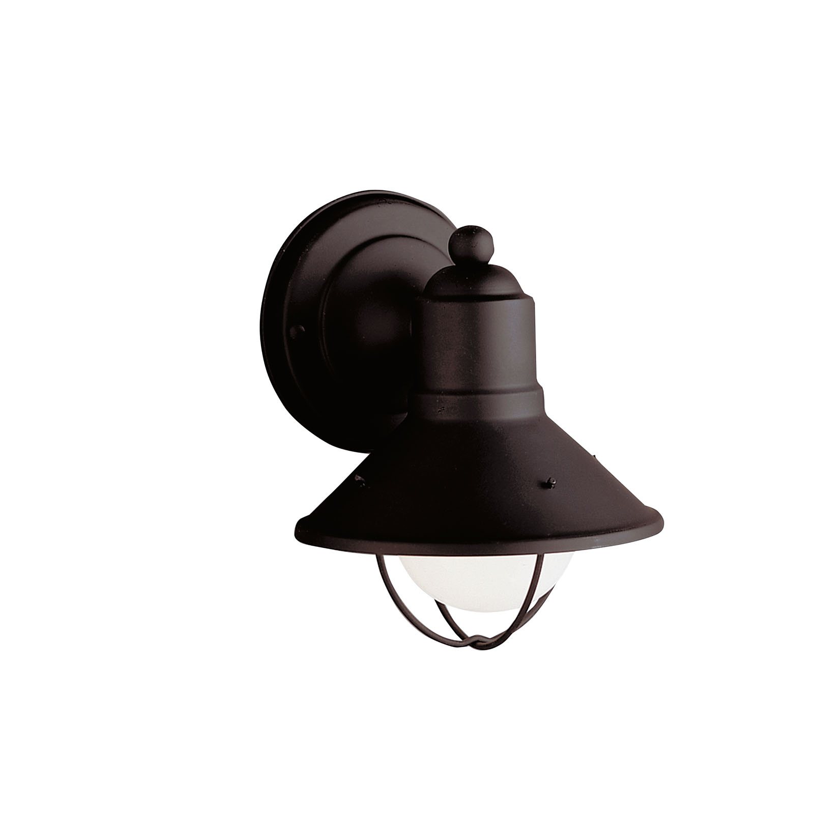 The Seaside(TM) 7.5in. 1 light outdoor wall light features a classic look with its Black finish and glass globe. The Seaside(TM)wall light works in several aesthetic environments, including rustic, coastal, traditional and transitional.
