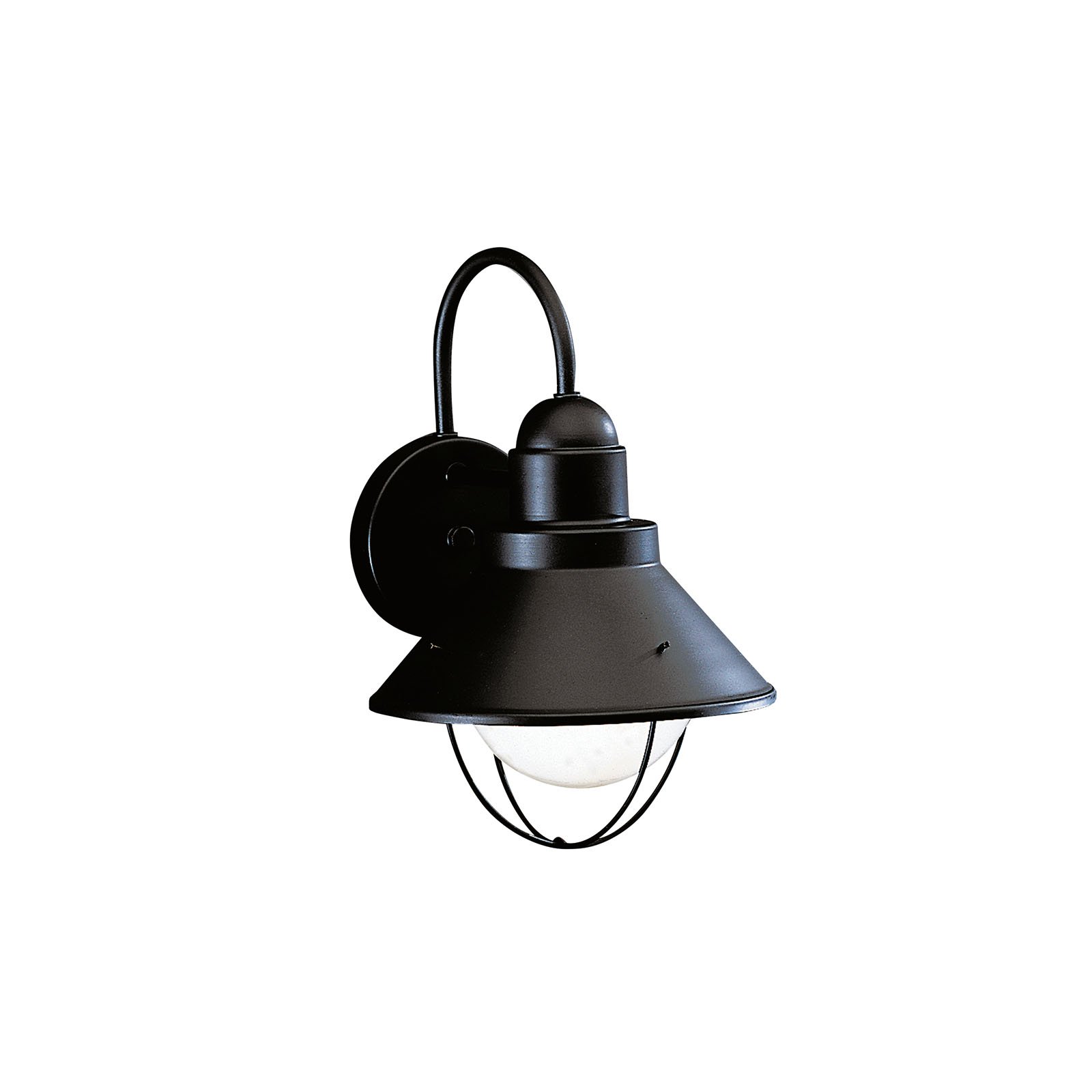 The Seaside(TM) 12in. 1 light outdoor wall light features a classic look with its Black and glass globe. The Seaside(TM)wall light works in several aesthetic environments, including rustic, coastal, traditional and transitional.