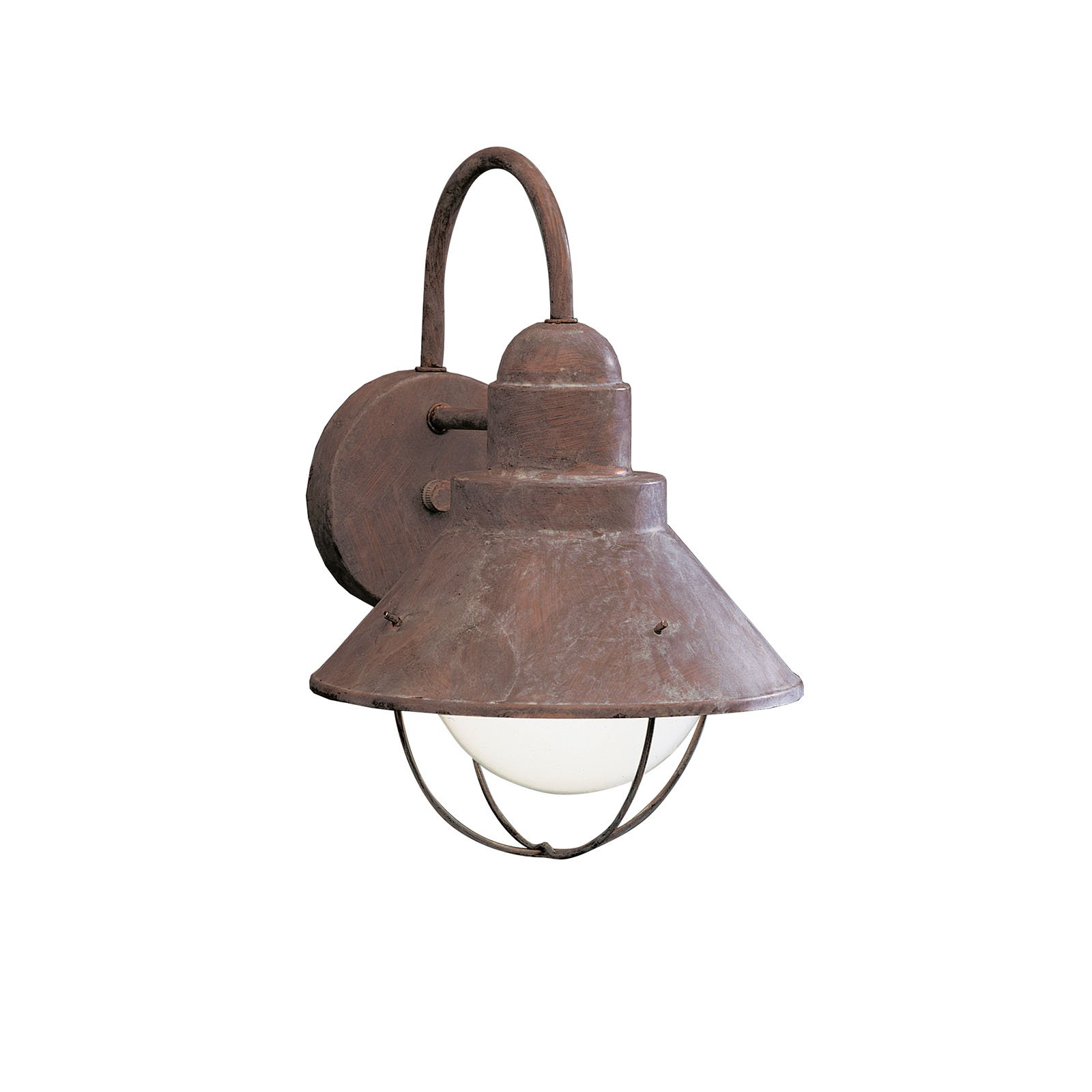 The Seaside(TM) 12in. 1 light outdoor wall light features a classic look with its Olde Brick and glass globe. The Seaside(TM)wall light works in several aesthetic environments, including rustic, coastal, traditional and transitional.
