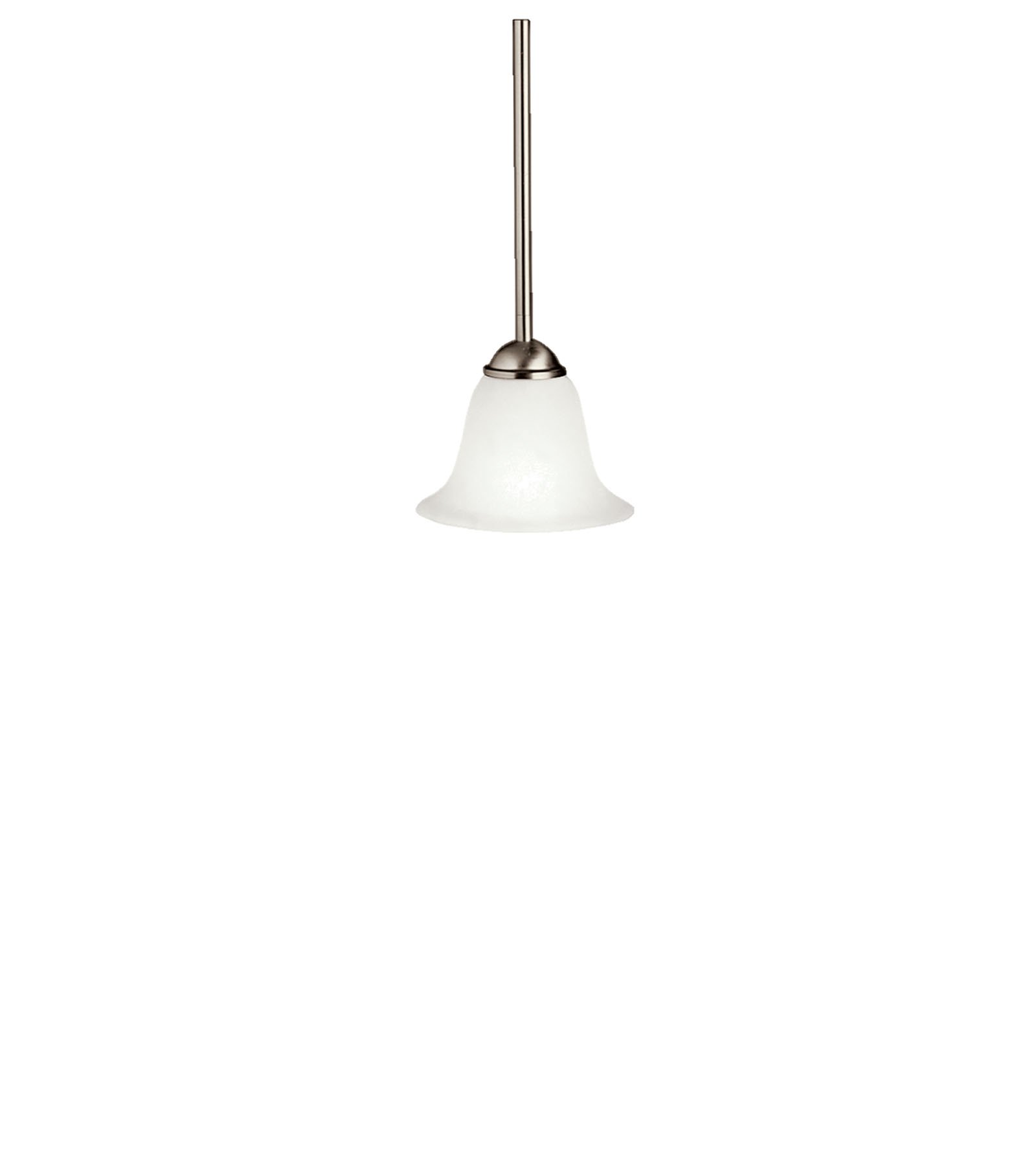 Neither flamboyant nor gaudy, the Dover(TM) Collection looks to simple forms in order to match a broad array of styles and colors. The clean lines on Dover(TM) fixtures flow into abundant curves almost seamlessly. This family features our Brushed Nickel finish to provide a classic look. Because of its all purpose style, the Dover(TM) Collection offers a wide arrangement of chandeliers, pendants, and wall sconces ensuring that no matter if it's for your ceilings or walls, there is something for every room in your home. This 1 light mini pendant adds the perfect accent touch to any room where more light is needed. It features an etched seedy glass shade and a simple design that goes with any décor.