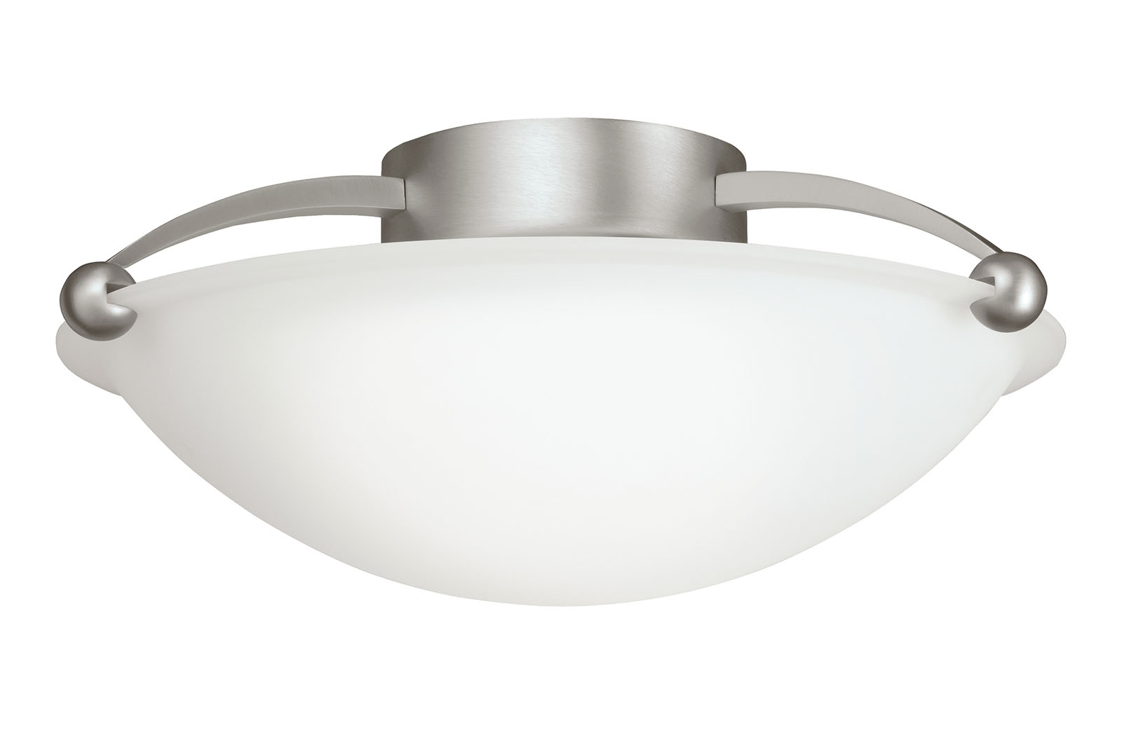 With a decidedly European flair, the Swiss Passport Collection provides ample lighting and a design that is modern and elegant all in one package. The hand-formed frame and Brushed Nickel finish, combined with Satin-etched glass, give this family of fixtures high-quality construction and a clean profile that goes with any contemporary interior decor. For a combination of extraordinary lighting with a universally pleasing aesthetic, the Swiss Passport Collection is an unbelievable value. This beautiful 2-light, semi-flush fixture highlights these concepts perfectly. Its etched white glass cover uses two 75-watt (max.) bulbs, creating the perfect marriage of ingenuity with splendor for the modern home.