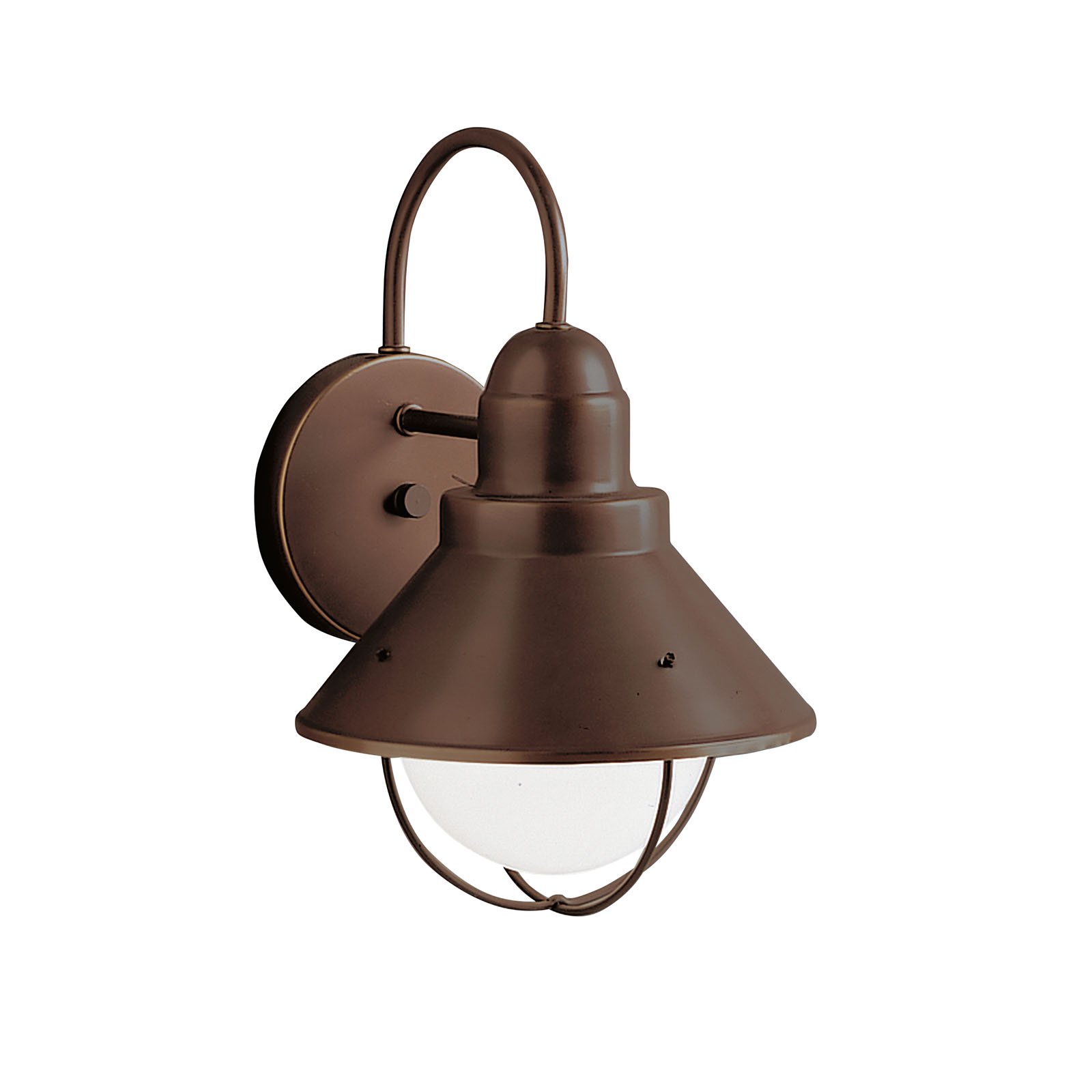 The Seaside(TM) 12in. 1 light outdoor wall light features a classic look with its Olde Bronze(R) and glass globe. The Seaside(TM)Wall Light works in several aesthetic environments, including rustic, coastal, traditional and transitional.