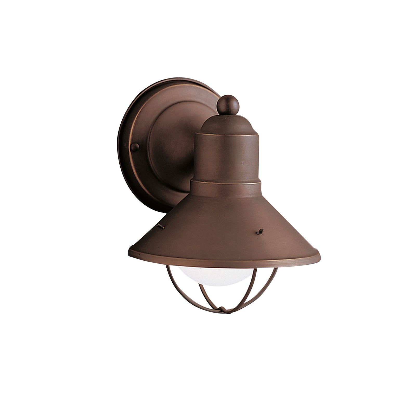 The Seaside(TM) 7.5in. 1 light outdoor wall light features a classic look with its Olde Bronze(R) finish and glass globe. The Seaside(TM)wall light works in several aesthetic environments, including rustic, coastal, traditional and transitional.