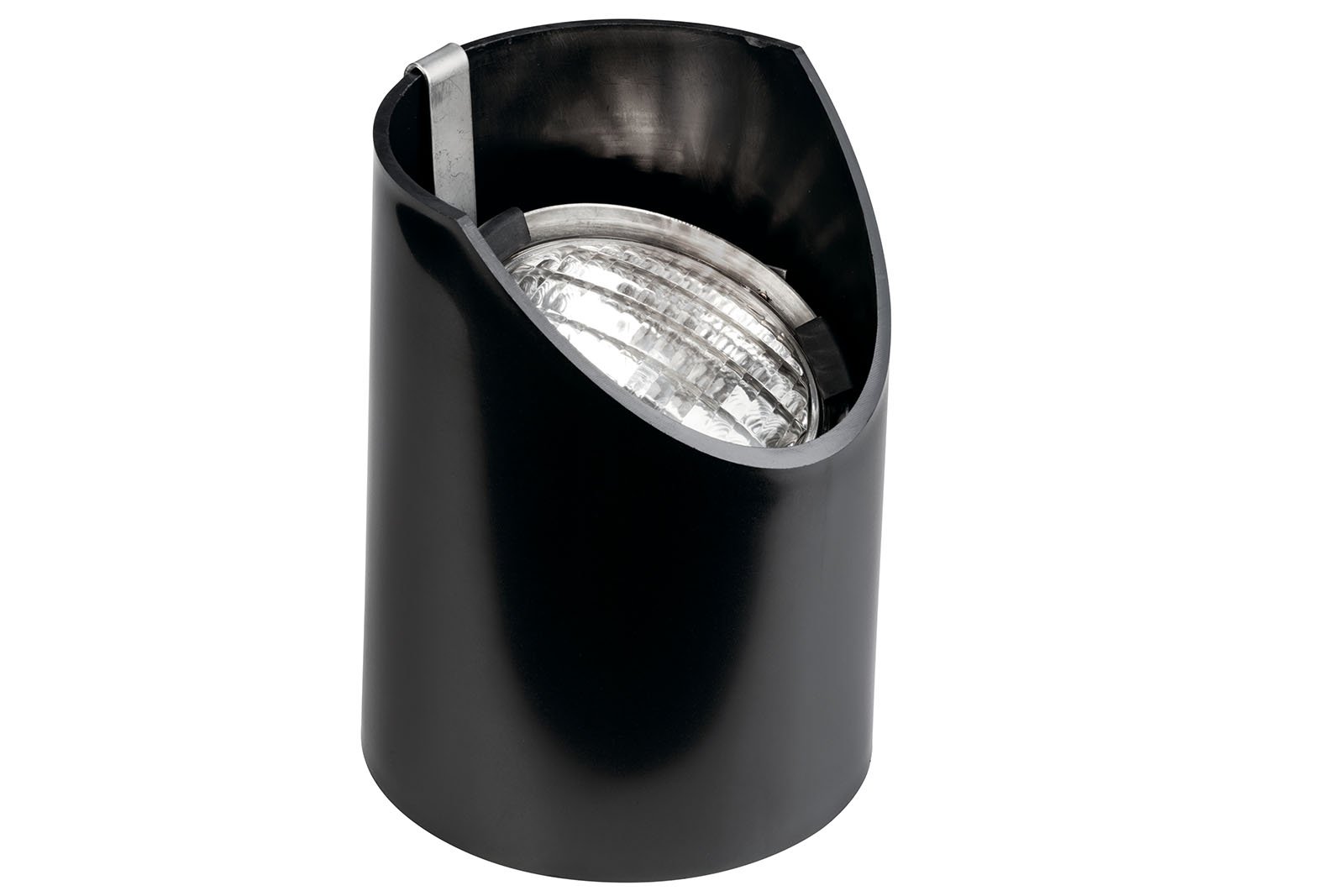 36-WATT PAR36 WELL LIGHT - Versatile design with reversible support sleeve to accommodate uplighting when flush mounted or angled lighting effects when semi-recessed. Stainless steel yolk design holds light source securely at desired angle.