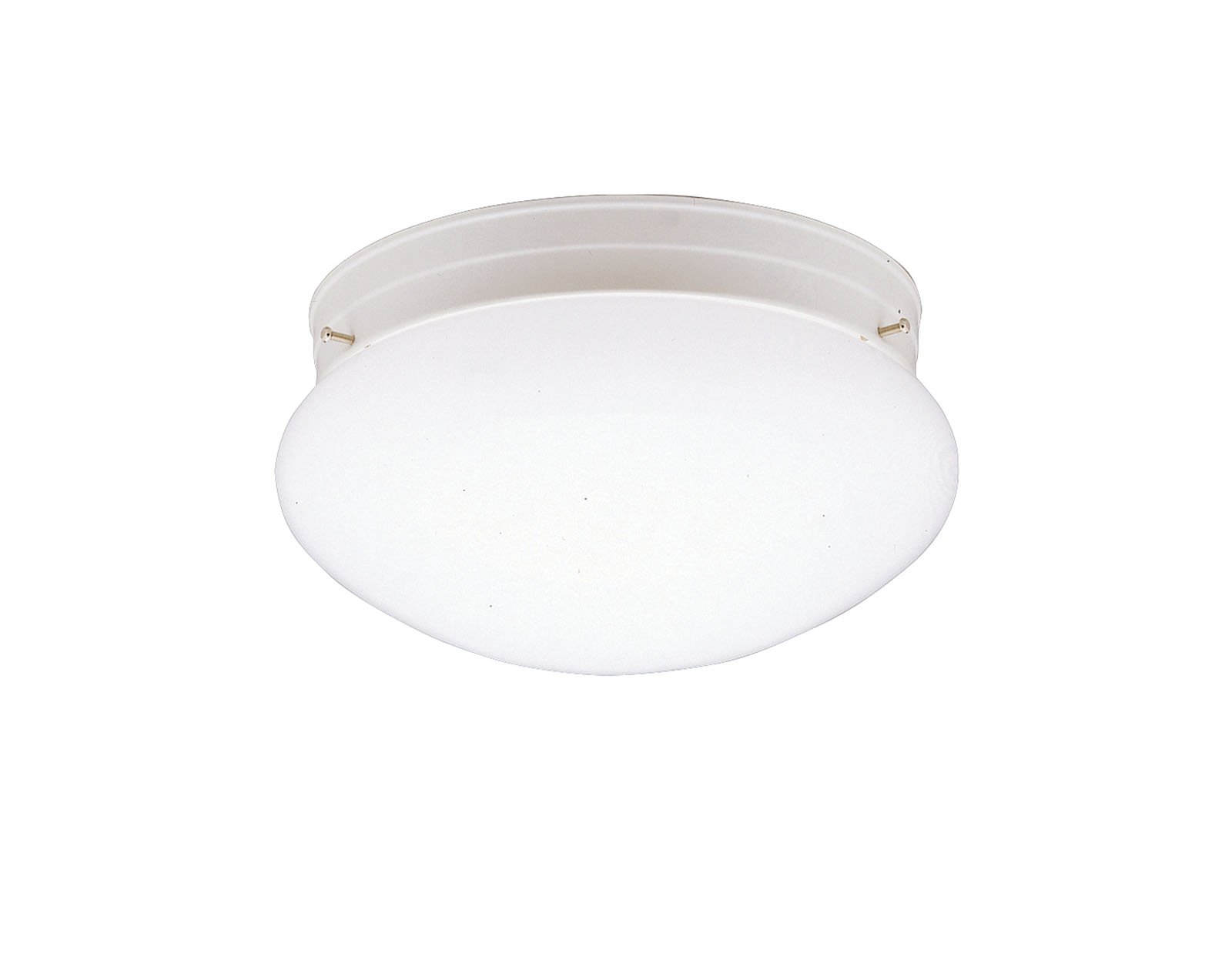 This clean, ceiling light measures 9 Ã‚Â½ in.in. in diameter and features our White finish combined with a white glass cover, and uses one, 100-watt (max.) bulb.