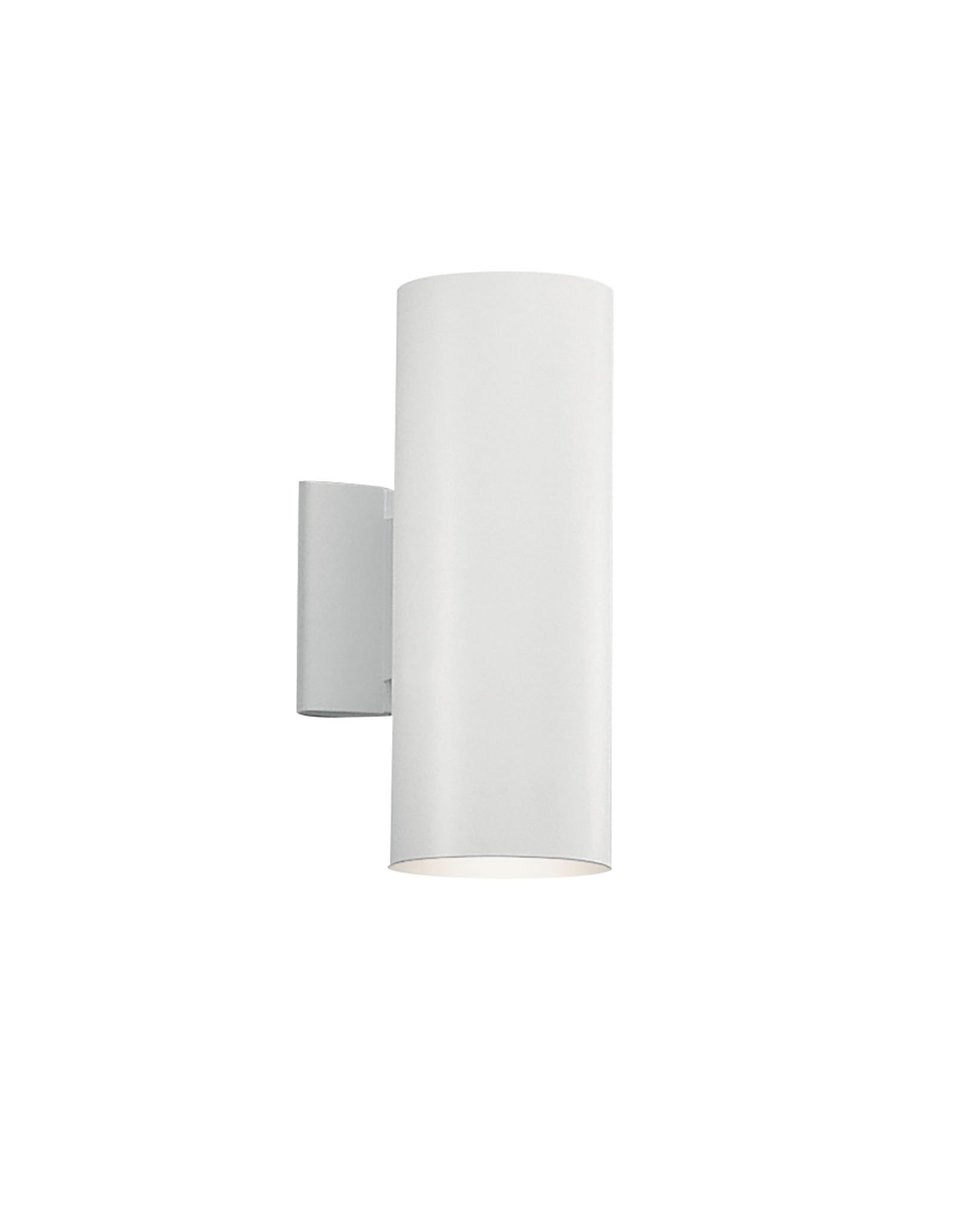 This Wall Cylinder features a unique two light design that shoots light both up and down your walls. It includes our White finish and uses BR-30 bulbs which produce 65-watts (max.) of pure light. It measures 12in. high and is U.L. listed for damp location.