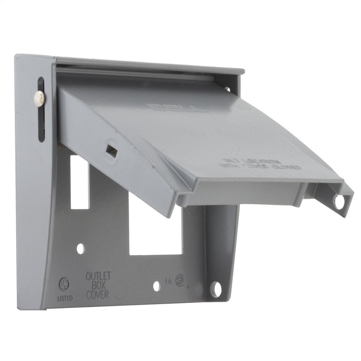 Two Gang Gray RAYNTITE Metal Flip Covers, (1) Toggle & (1) GFCI