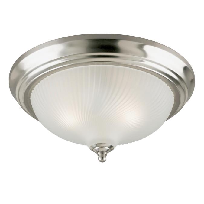 2 Light Flush Brushed Nickel Finish with Frosted Swirl Glass