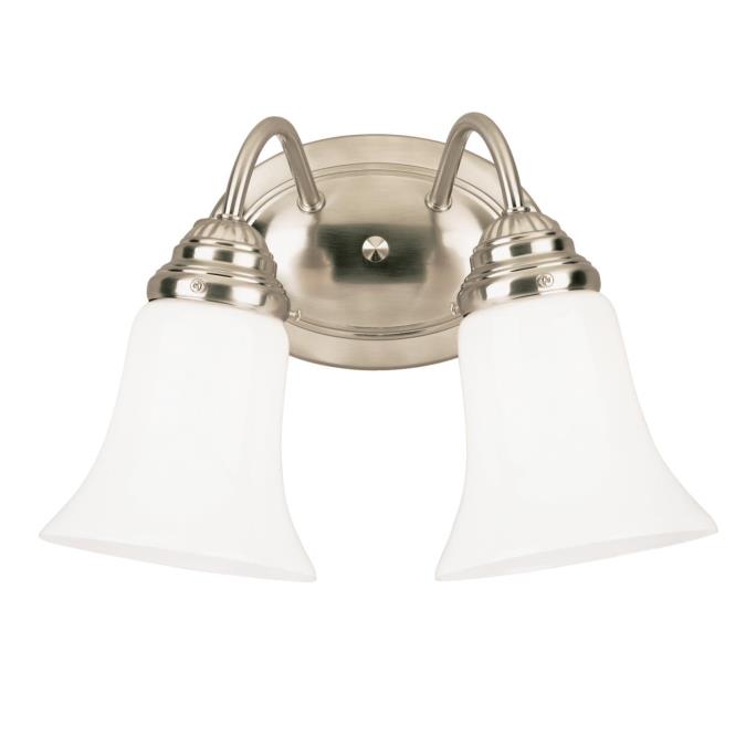 2 Light Wall Brushed Nickel Finish with White Opal Glass