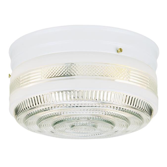 2 Light Flush White Finish with White and Clear Glass 66203