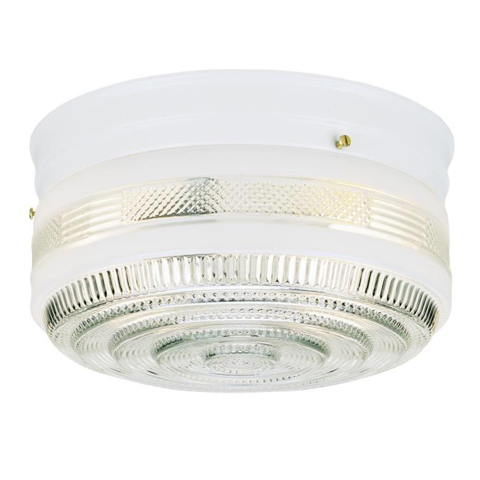 2 Light Flush White Finish with White and Clear Glass 66238