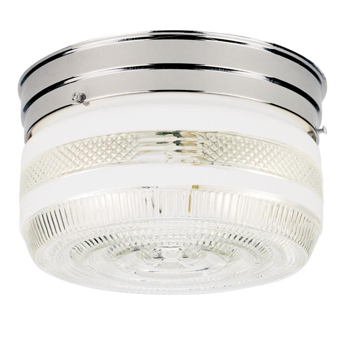 2 Light Flush Chrome Finish with White and Clear Glass 66240