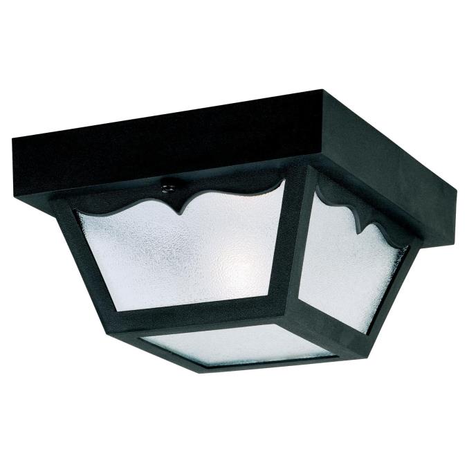1 Light Hi-Impact Polypropylene Flush Black Finish with Clear Textured Glass