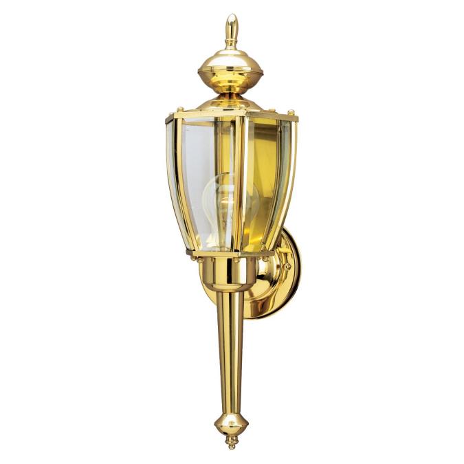 1 Light Wall Fixture Polished Brass Finish with Clear Curved Beveled Glass 66924