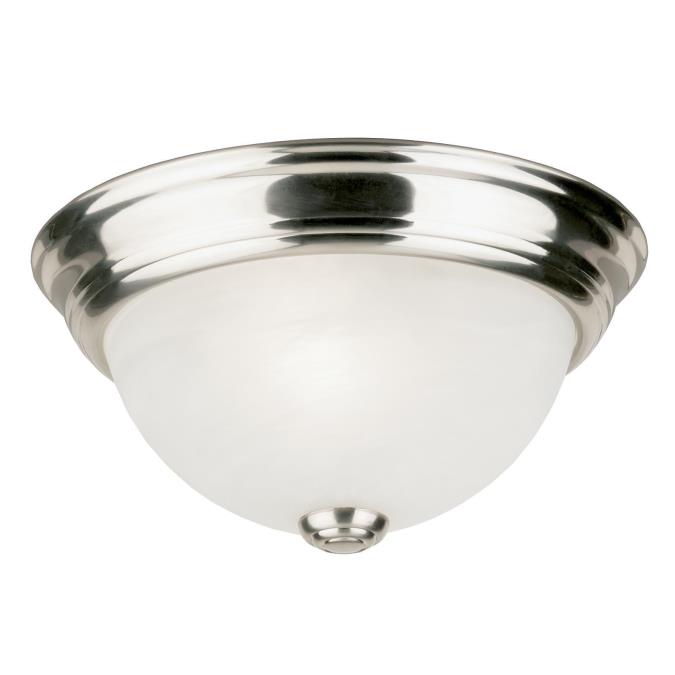 1 Light Flush Brushed Nickel Finish with Frosted White Alabaster Glass