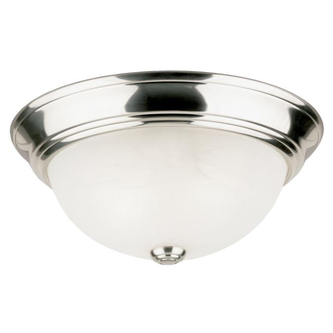 2 Light Flush Brushed Nickel Finish with Frosted White Alabaster Glass