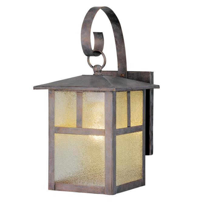 1 Light Wall Fixture Bronze Patina Finish with Clear Textured Glass