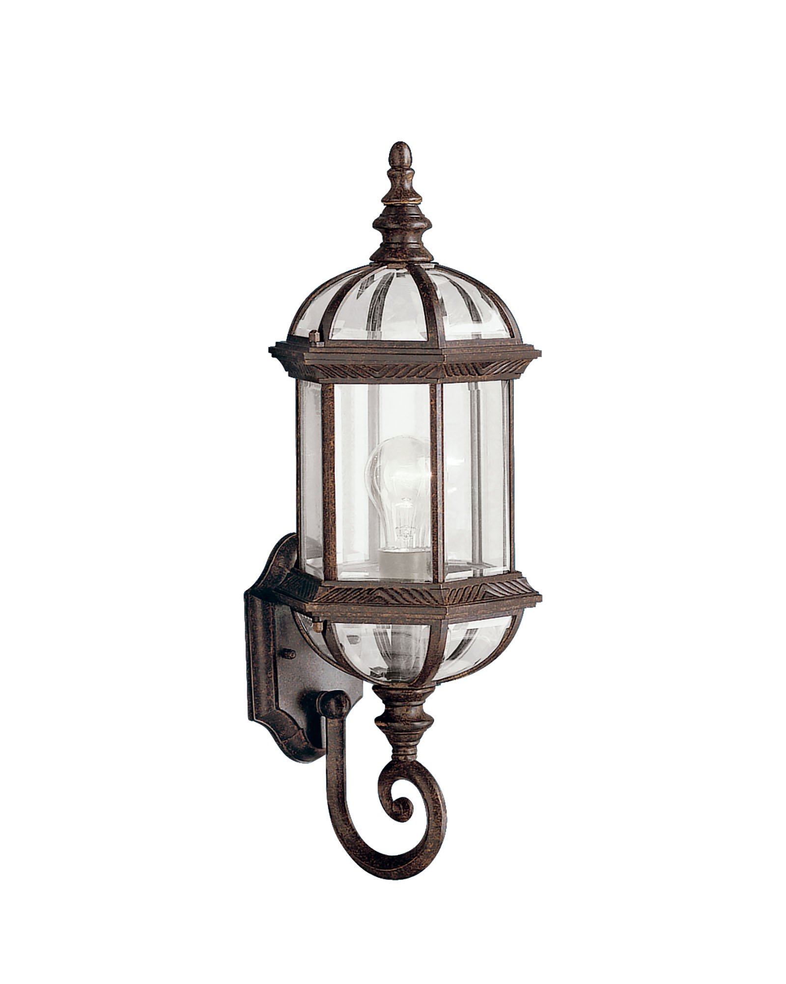 This 1 light wall lantern from the Barrie collection is a perfect outdoor embellishment with classic and sophisticated details. Made from cast aluminum, this outdoor light is able to withstand the elements and features a beautiful Tannery Bronze(TM) finish with clear beveled glass panels.