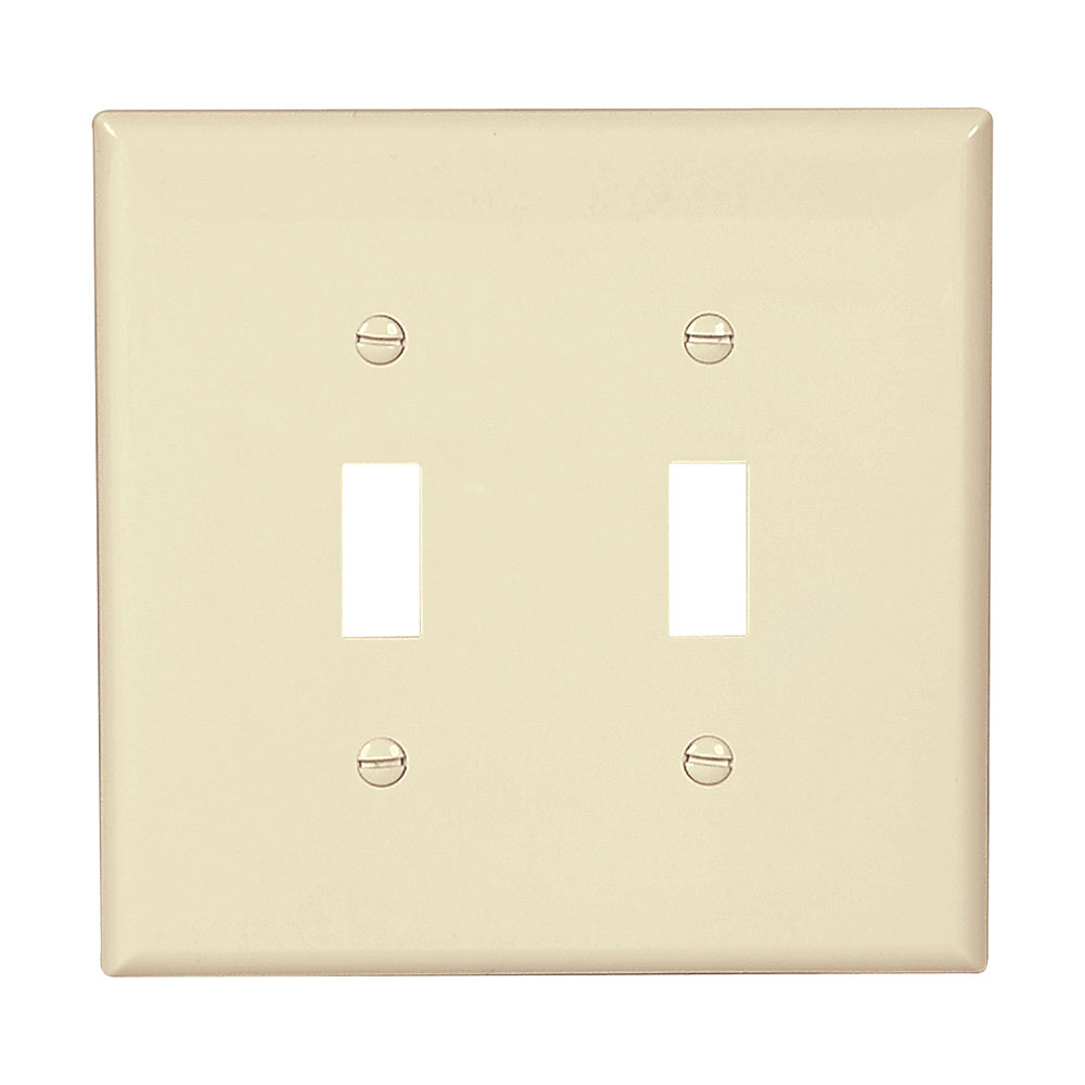 COOPER PJ2A-SP-L WALLPLATE 2-GANG TOGGLE POLYCARBONATE MID-SIZE ALMOND
