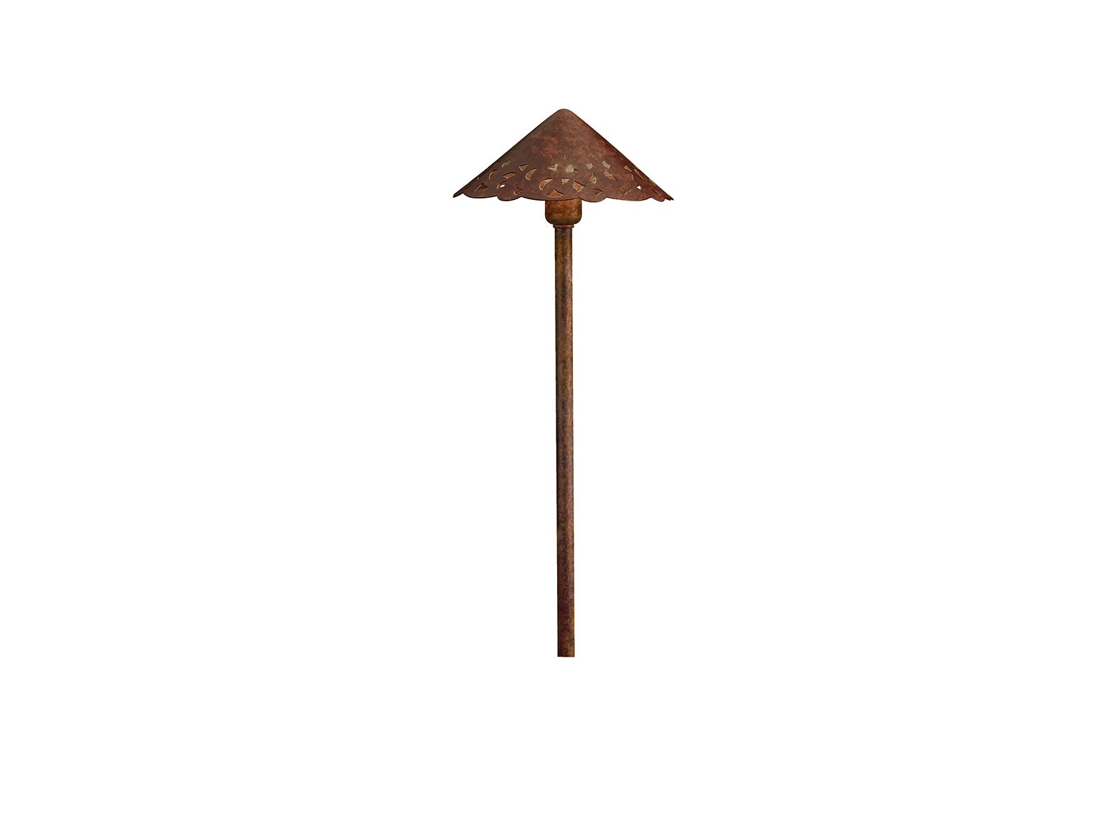 DECORATIVE HAMMERED ROOF PATH LIGHT - Pierced shade sheds decorative patterned light over shrubs or gardens. Coordinates with matching birdfeeder 15321 and deck light 15063.