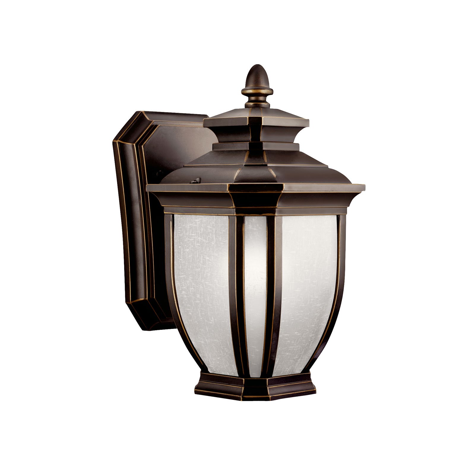 With an unmistakable British influence, this 1 light wall fixture from the elegant Salisbury(TM) collection projects timeless style for exterior spaces. Accented with a Rubbed Bronze(TM) finish and White Linen Glass, this piece is as functional as it is refined.