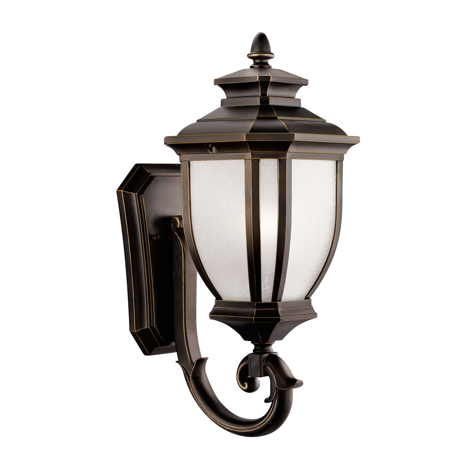 With an unmistakable British influence, this 1 light wall lantern from the elegant Salisbury(TM) collection projects timeless style for exterior spaces. Accented with a Rubbed Bronze(TM) finish and White Linen Glass, this piece is as functional as it is refined.