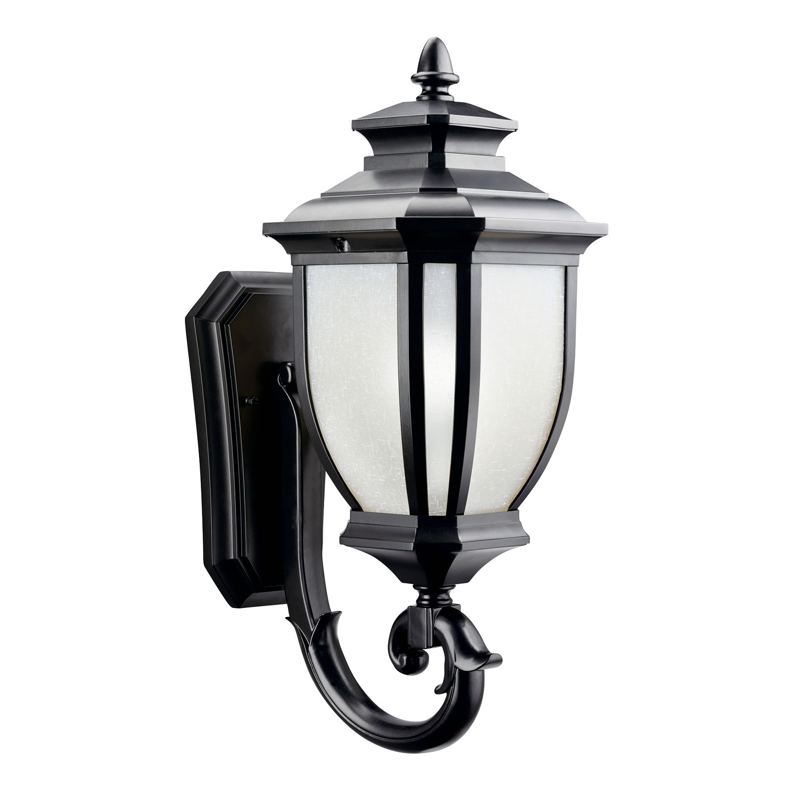With an unmistakable British influence, this 1 light wall lantern from the elegant Salisbury(TM) collection projects timeless style for exterior spaces. Accented with a classic Black finish and White Linen Glass, this piece is as functional as it is refined.