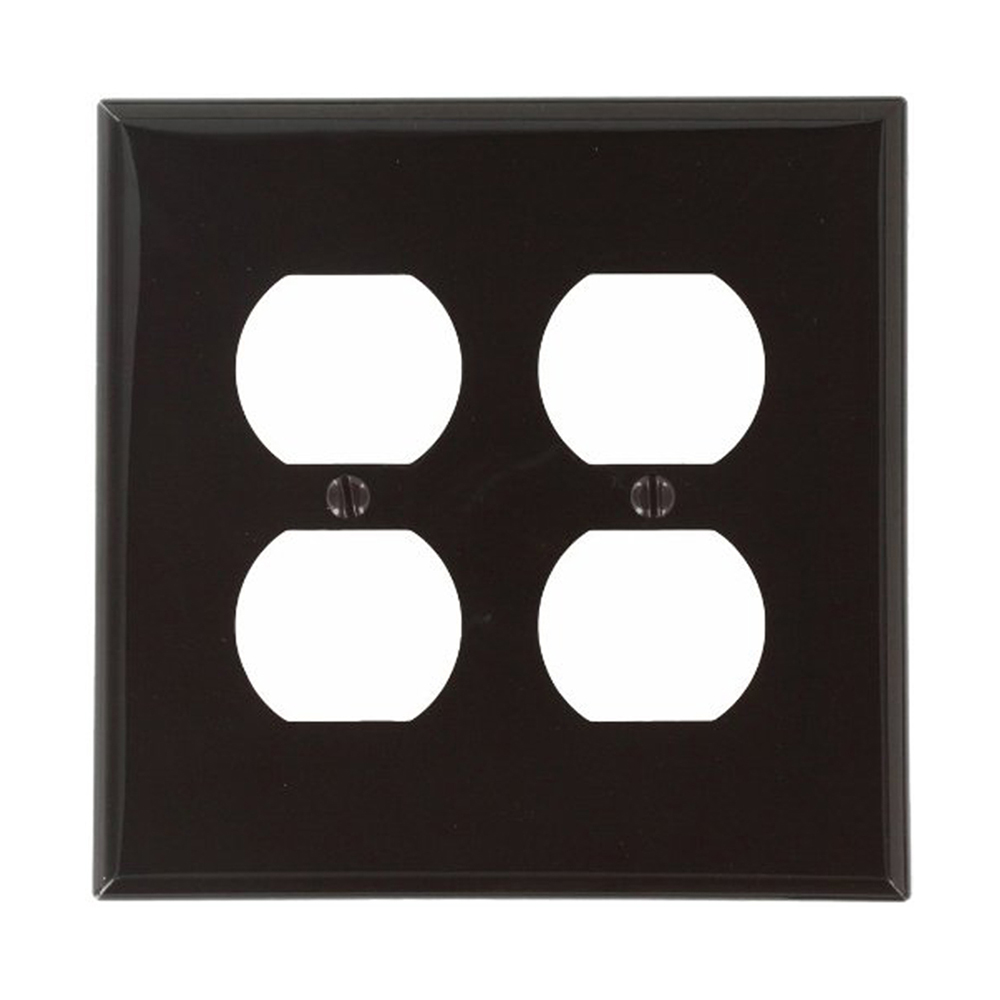 2-Gang 2-Duplex, Receptacle Wallplate, Standard Size, Thermoplastic Nylon, Device Mount, Brown