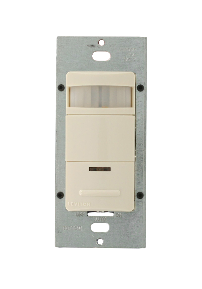 Leviton, Decora Passive Infrared Wall Switch Occupancy Sensor, 180 Degree, 2100 sq. ft. Coverage, Self-Adjusting, Title 24 Compliant, Light Almond