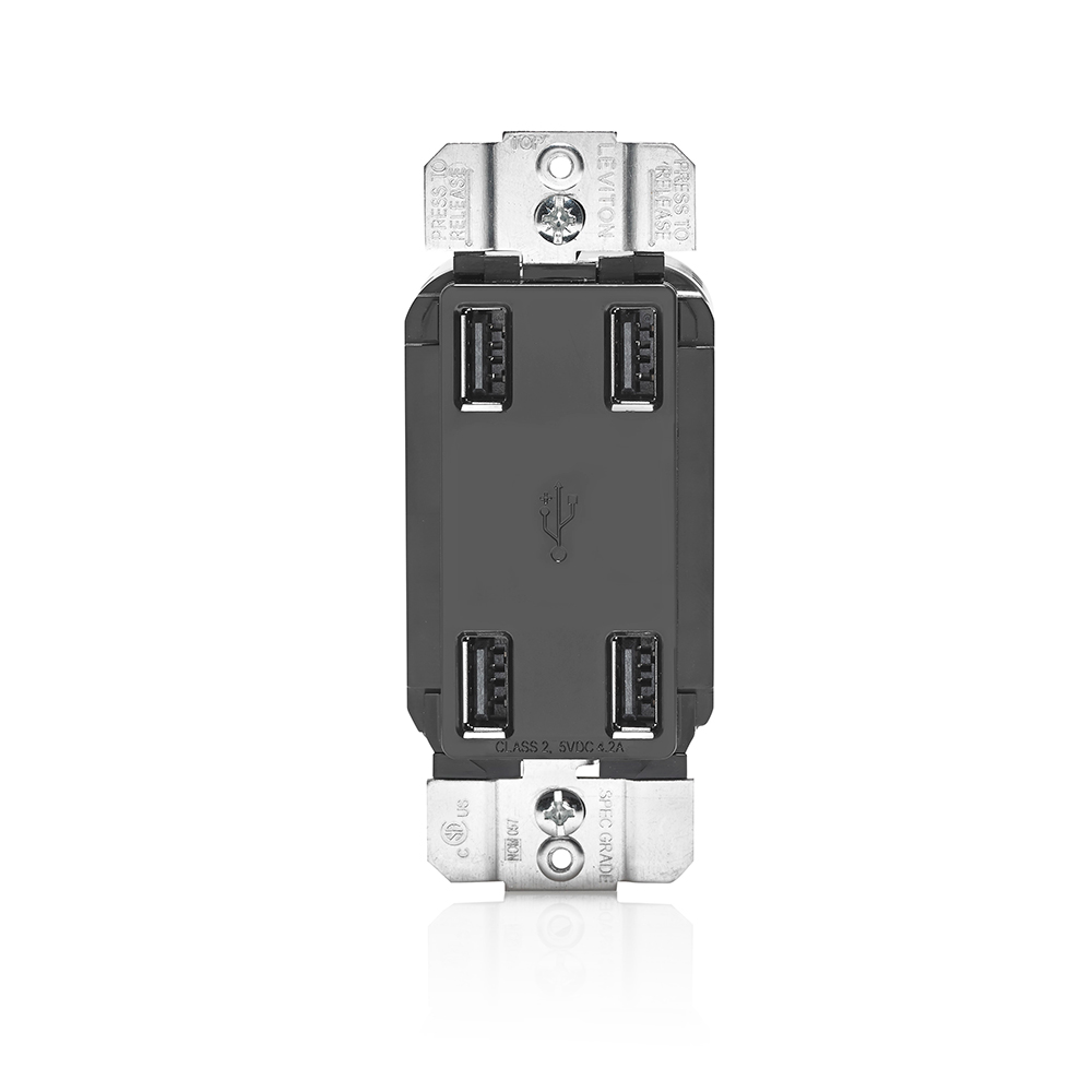 4.2A 4-port USB Charger Decora Style. - Black