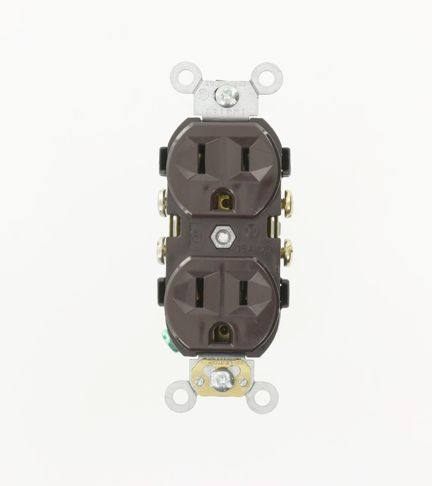 15 Amp, 125 Volt, Pro-Grade Receptacle Duplex, 2 Pole, 3 Wire, Brown