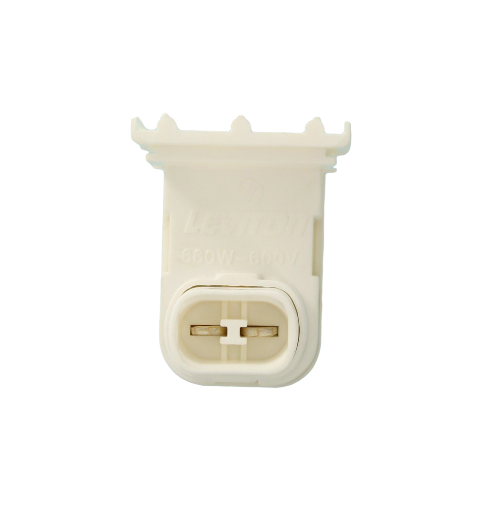 New Design Thermoplastic Medium Fluorescent Lampholder: 660W-600V, Slide On,shallow Base For T-8 And T-12 Lamps, Recessed Double Contact, Pedestal Type, With Plunger End. Quickwire Terminals, Horizontal Contacts. For 20 Gauge Panel Thickness, Shunted.