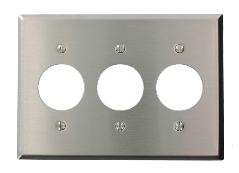 3-Gang Receptacle Wallplate, Standard Size, Satin Finish, Stainless Steel