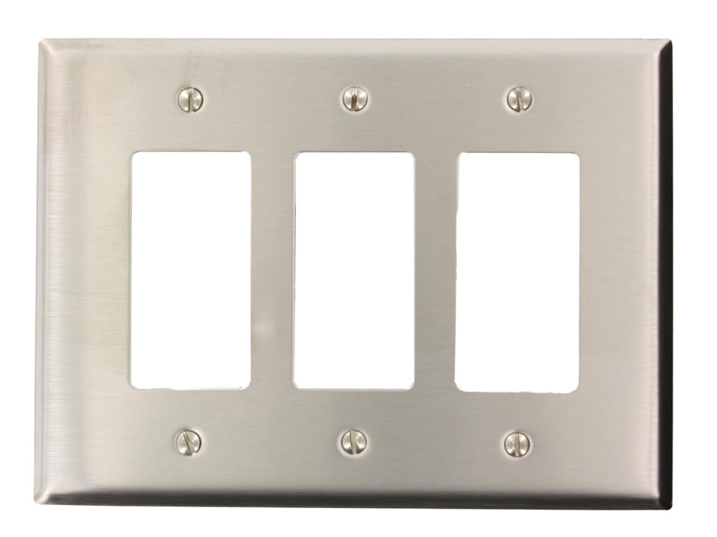 3-Gang Decora Wallplate, Oversized, Stainless Steel