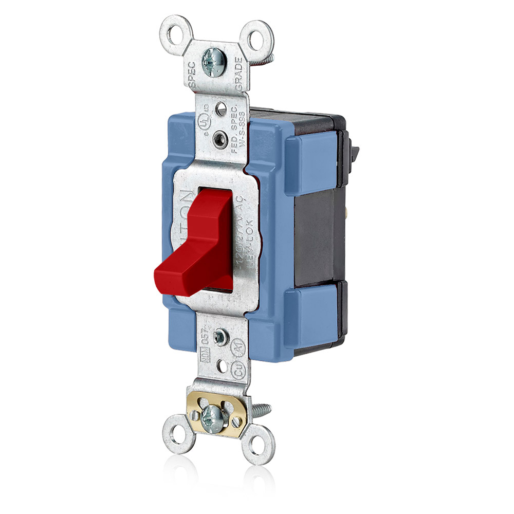 15 Amp Standard. 3-Way Toggle Switch. Modular Wiring Device - Red