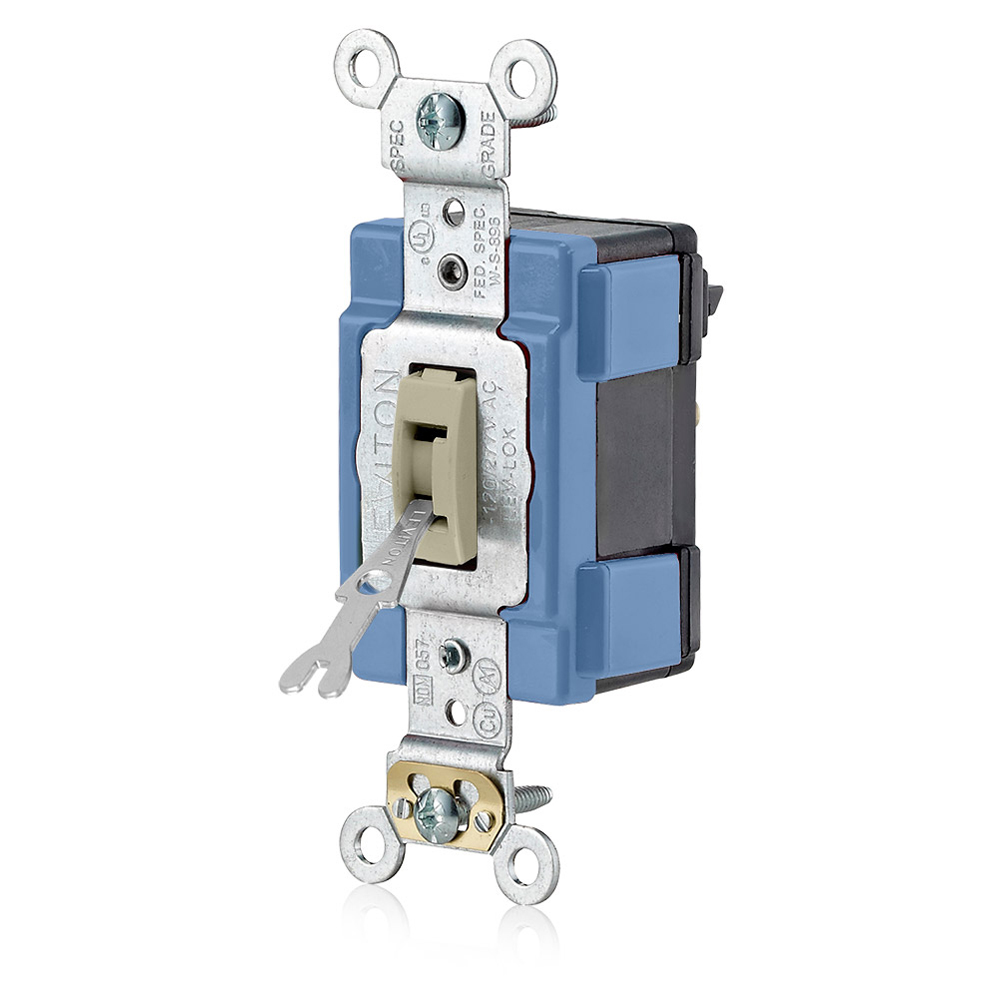 15 Amp Tamper-Resistant Key.  3-Way Toggle Switch. Modular Wiring Device - Ivory