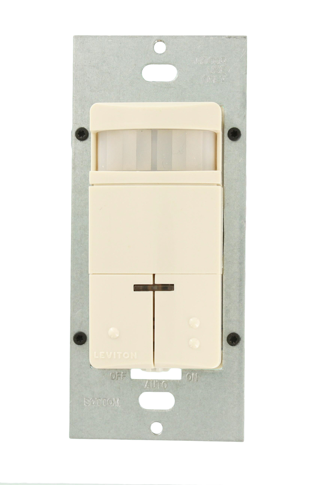 ODS0D-IAT 078477508756 Passive Infrared Wallbox Occupancy Sensor, Dual Relay, Both Photocell Controlled, 180D Field of View, Time Delay 30S-30Min, Low Profile, Light Almond