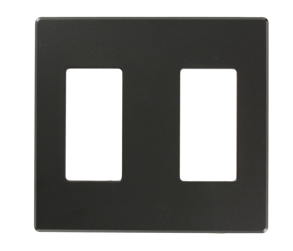 Wallplate for Renoir II Architectural Wall Box Dimmer, Fins Left On, 2 Narrow Dimmers Supported, Black