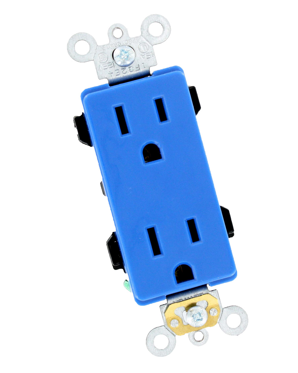 15A, 125 V, Decora Plus Duplex Receptacle, 2-Pole, 3-Wire, Back and Side Wired, Commercial Grade, Blue