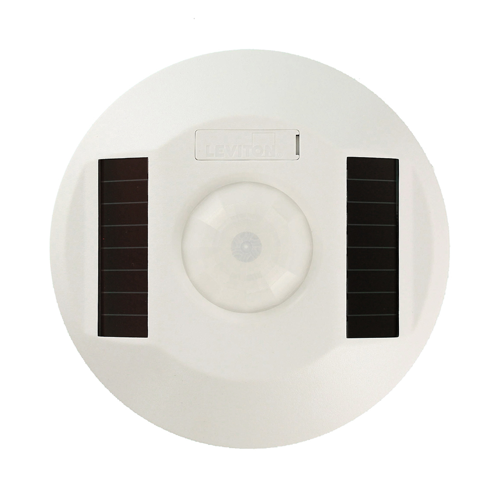 Low Profile, Surface Mount, 1500 Square Foot field of view, Red LED, Wireless, Self Powered, PIR Occupancy Sensor, White