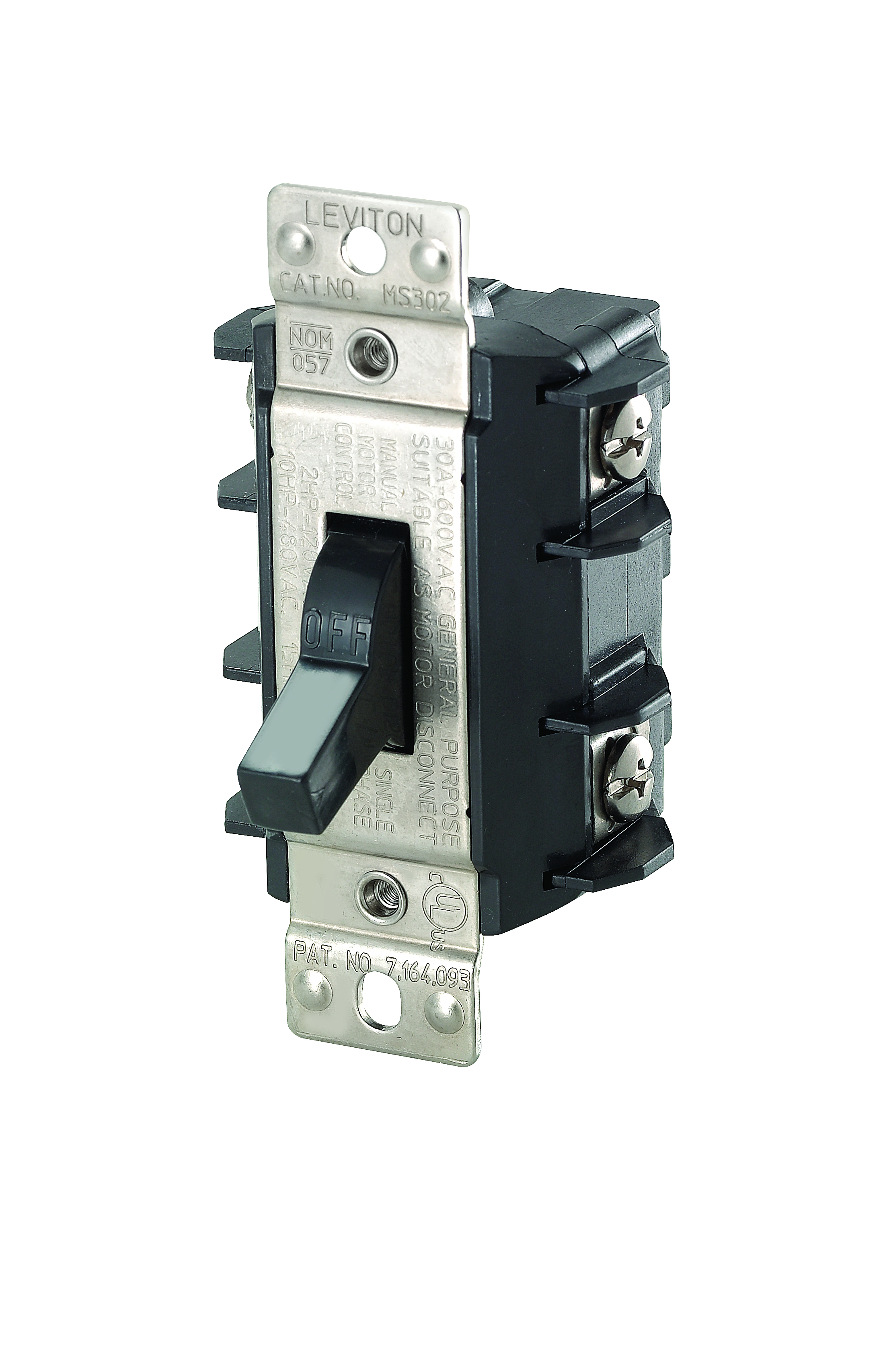 30 Amp 600V Double-Pole Single Phase AC Motor Starting Switch Suitable as Motor Disconnect Toggle Industrial Grade Non-Grounding Back & Side Wiring - Black