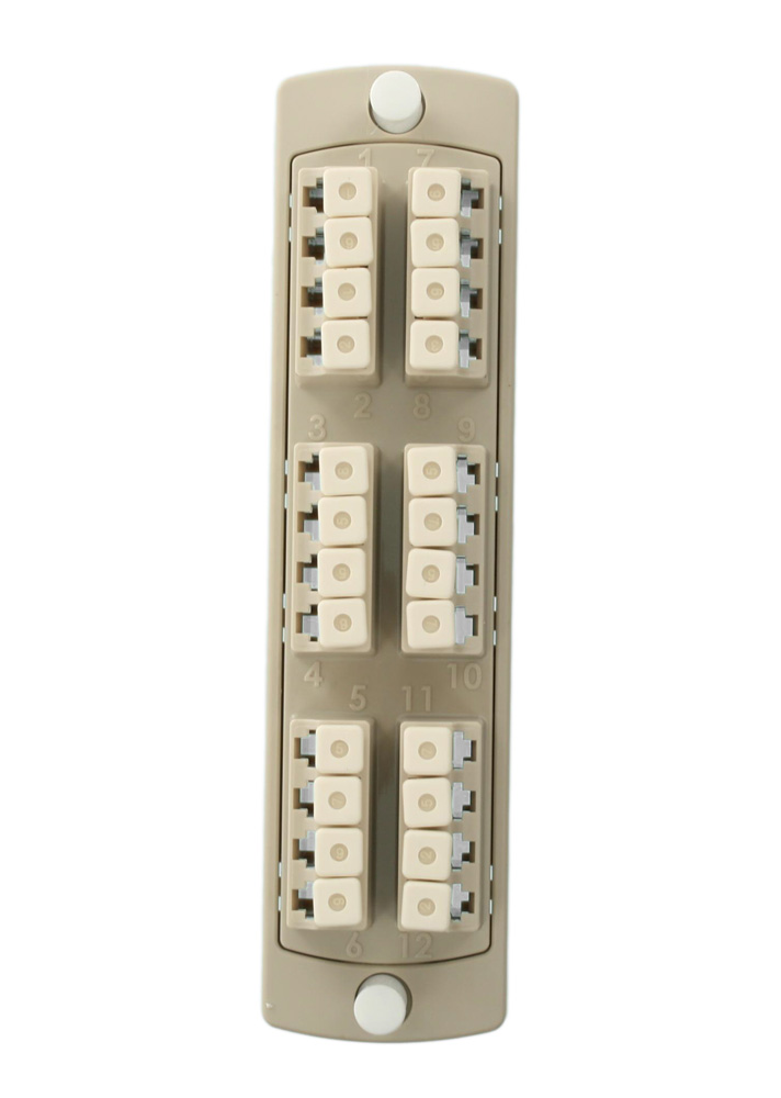 Injection Molded Adapter Plate, Opt-X 6-Pack Quad LC OM1, 24- Fiber, Beige