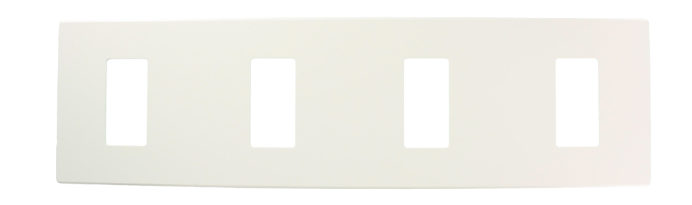 Renoir II Wall Plate For Use With 4 Wide Dimers No Fins Removed - White