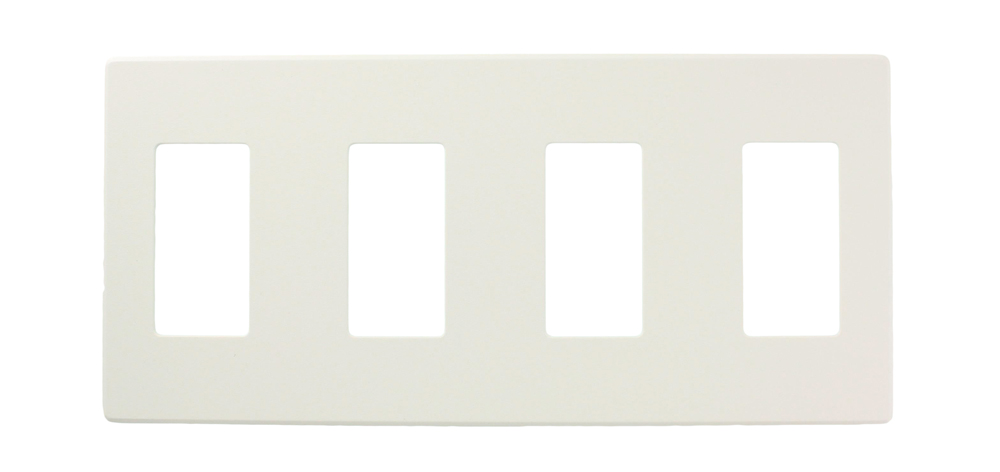 Renoir II Wall Plate For Use With 4 Narrow Dimers No  Fins Removed - White