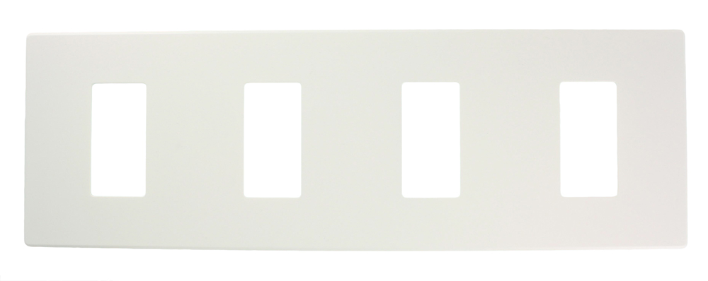Renoir II Wall Plate For Use With 4 Wide Dimers Standard Fins Removed - White