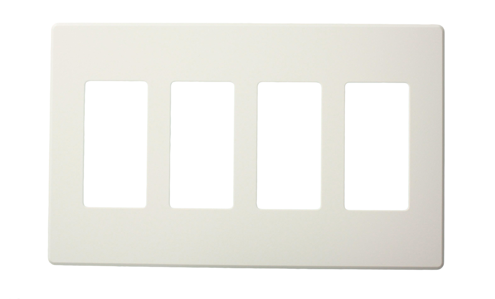 Renoir II Wall Plate For Use With 4 Narrow Dimers Standard Fins Removed - White