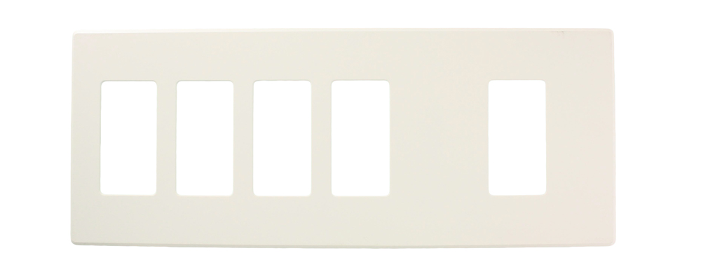 Renoir II Wall Plate For Use With 4 Narrow 1 Wide Dimers Standard Fins Removed - White